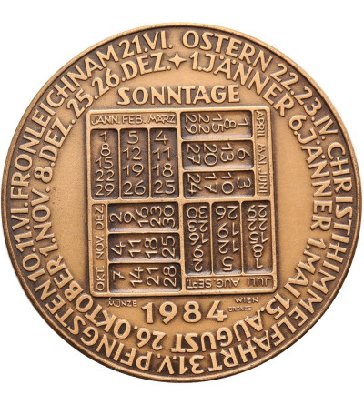 Austria. Medal kalendarzowy, roczny Mennicy Wiedeńskiej, Regent Merkury, Niedziele 1984