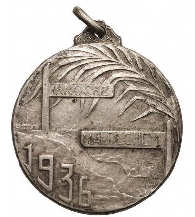 Belgium, West Flanders. Medallion dedicated to the opening of the Knocke-Maldegem National Road 1936