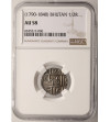 Bhutan. Silver 1/2 Rupee (Deb), no date (1790-1840 AD) - NGC AU 58