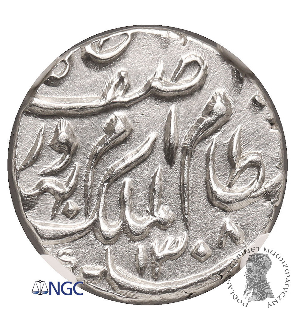 India - Hyderabad, Mir Mahbub Ali Khan II. AR 1/4 Rupee, AH 1308 / 1891 AD - NGC UNC Details