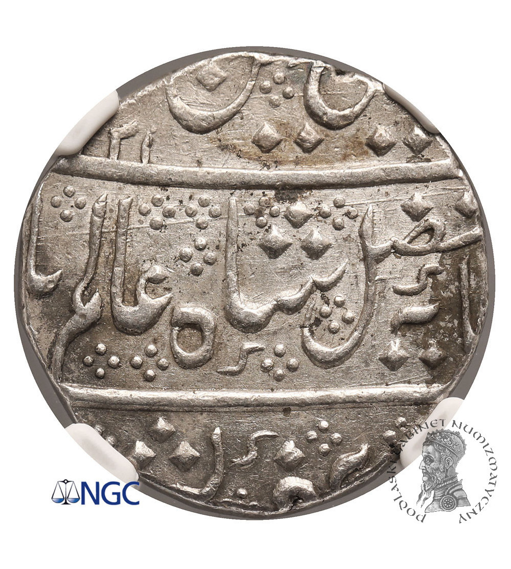 Indie Francuskie. Rupia, AH 1221 rok 43 (1806 AD), Arcot, w imieniu Shah Alam II - NGC AU 58