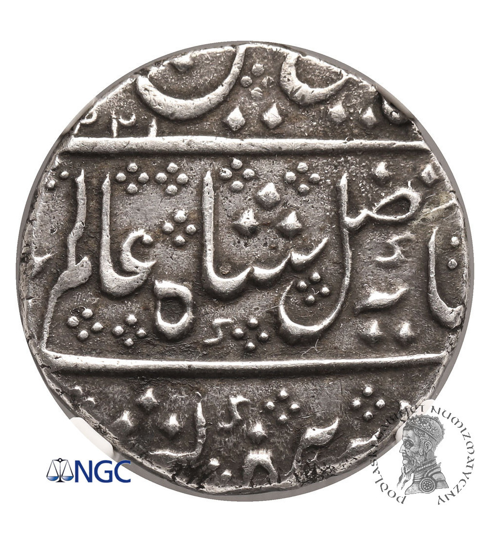 Indie Francuskie. Rupia, AH 1221 rok 43 (1806 AD), Arcot, w imieniu Shah Alam II - NGC UNC Details