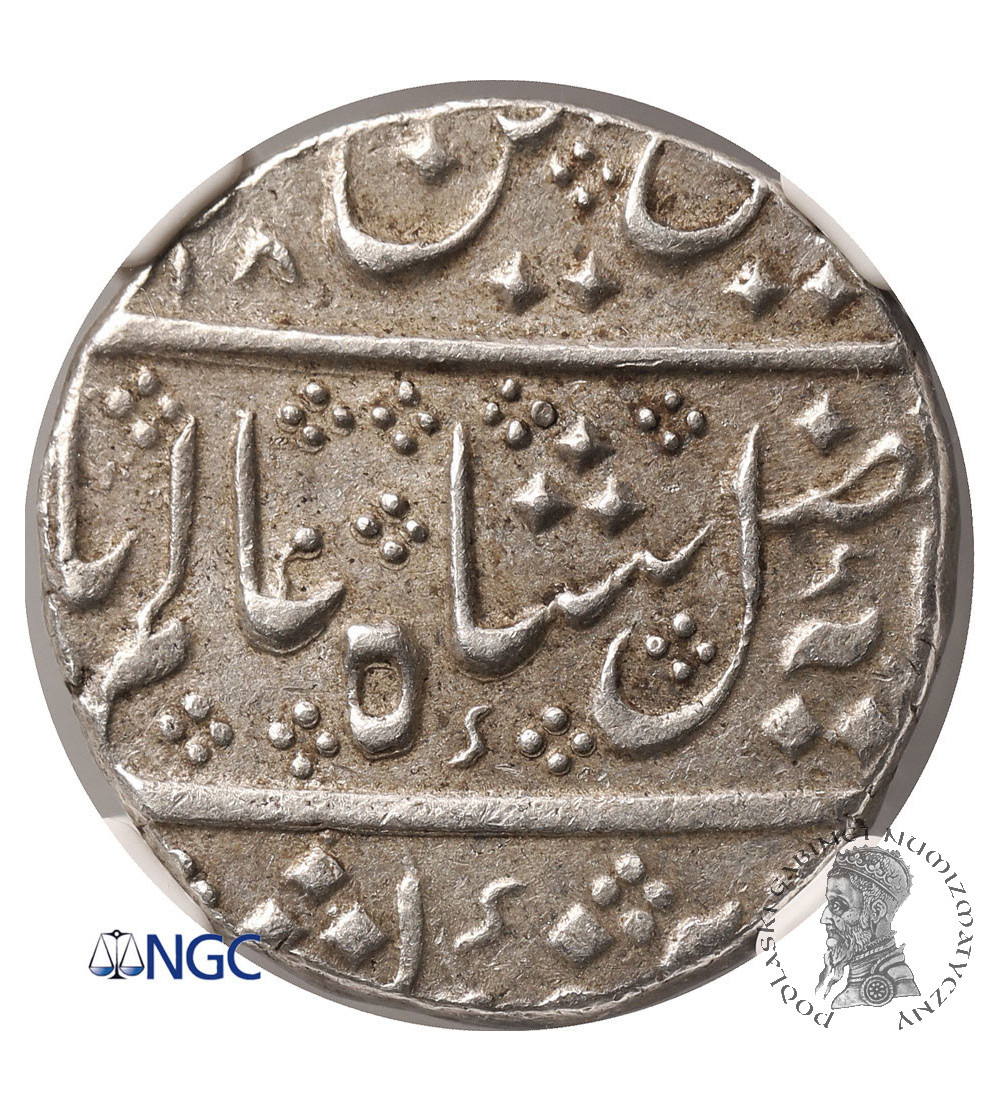 Indie Francuskie. Rupia, AH 1218 rok 43 (1803 AD), Arcot, w imieniu Shah Alam II - NGC AU 58