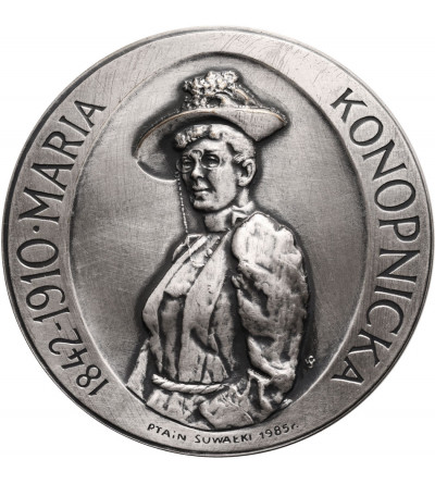 Polska, PRL (1952-1989). Medal w 75. rocznicę śmierci Marii Konopnickiej, 1985- tombak srebrzony i oksydowany