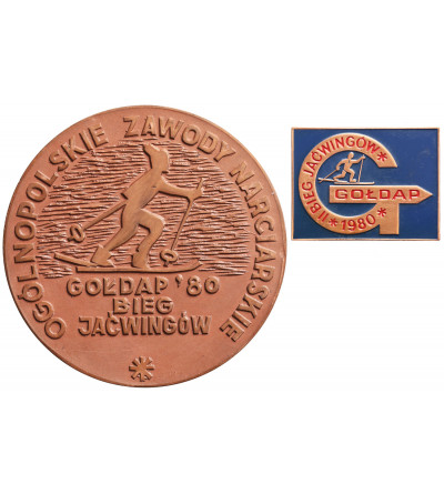 Poland, PRL 1944-1989. Goldap Bieg Jaćwingów 1980 medal + enameled commemorative pin