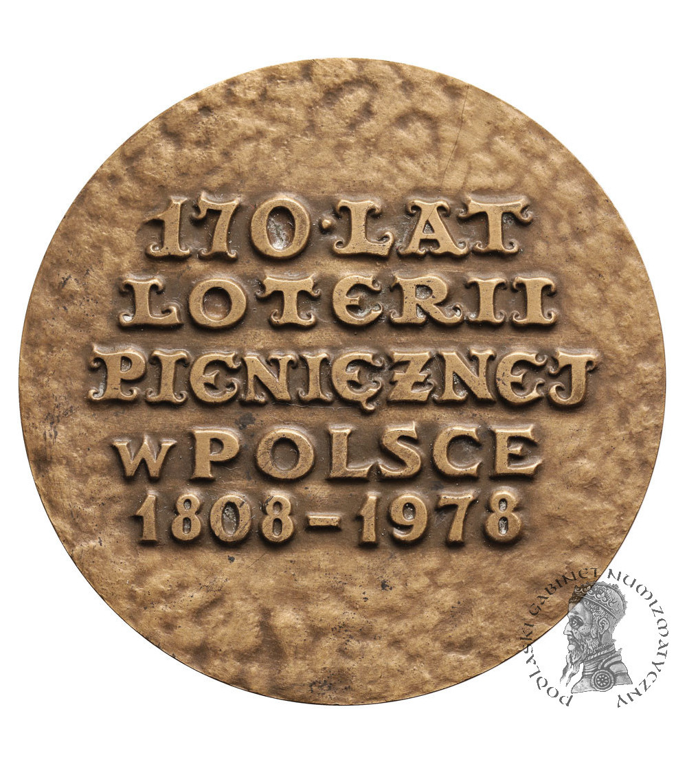 Polska, PRL 1944 - 1989. Medal 170 Lat Loterii Pieniężnej w Polsce 1808 - 1978 - brąz
