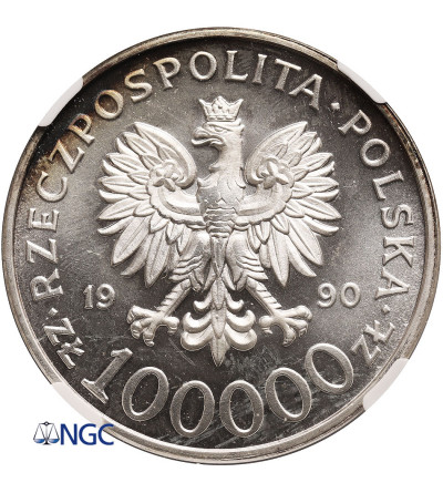 Polska. 100000 złotych 1990, Solidarność, typ A - NGC MS 64
