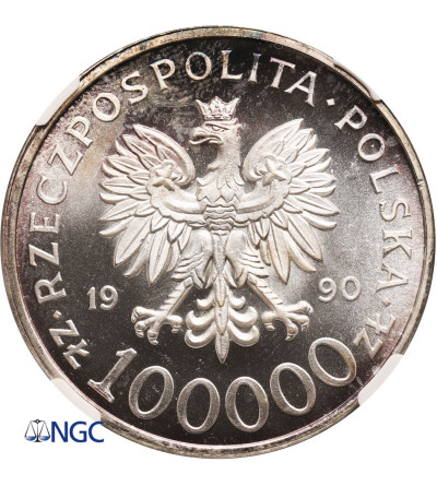 Poland. 100000 Zlotych 1990, Solidarity, var. A - NGC MS 65