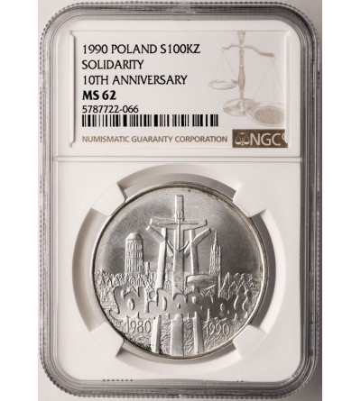 Polska. 100000 złotych 1990, Solidarność, typ C - NGC MS 62
