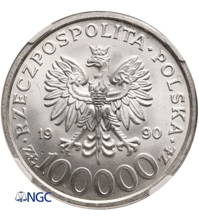 Polska. 100000 złotych 1990, Solidarność, typ B (bez litery L) - NGC MS 64