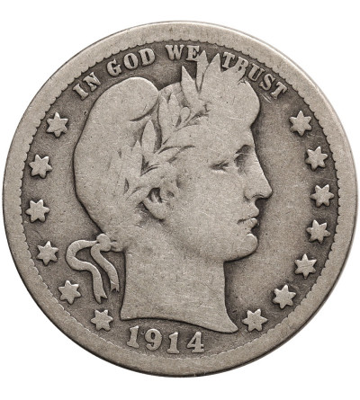 USA. 25 Cents (Barber Quarter) 1914, Philadelphia