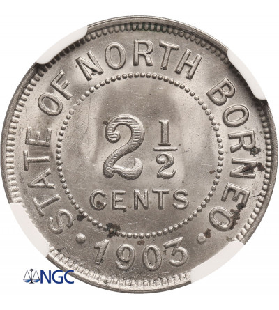 Brytyjskie Północne Borneo. 2 1/2 centa 1903 H - NGC MS 64