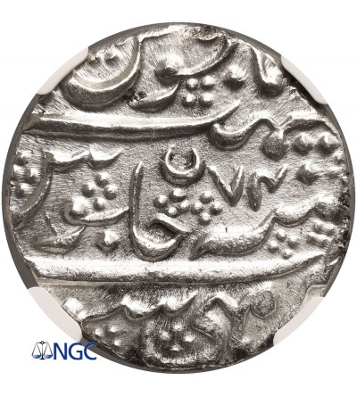Indie - Mysore (Brytyjski Protektorat). AR rupia, AH 1225 / rok 74 (1810 AD), w imieniu Shah Alam II - NGC UNC Details