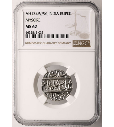 Indie - Mysore (Brytyjski Protektorat). AR rupia, AH 1229 / rok 96 (1814 AD), w imieniu Shah Alam II - NGC MS 62