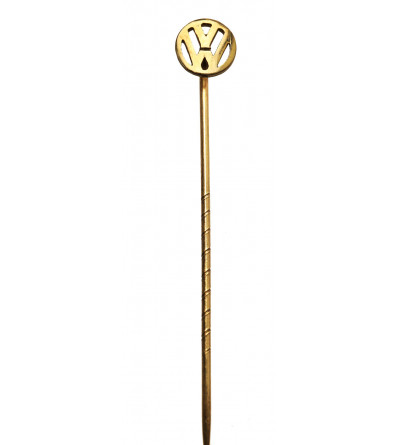 Germany, Federal Republic. Gold miniature VW (Volkswagen) company stamp on a pin to be clipped into the flap