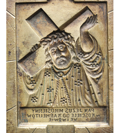 Poland, Lviv. Mould for the production of commemorative plaques, Lord Jesus the Merciful in the Church of the Fr. Carmelites