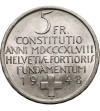 Switzerland. 5 Francs 1948 B, Swiss Constitution Centennial