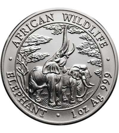 Zambia. 5000 Kwacha 2003, Two African elephants - 1 Oz Ag .999