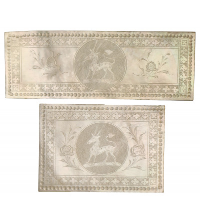 China. Two Mother-of-pearl gaming counters (tokens), 19th century
