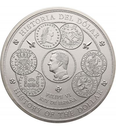 Hiszpania. 300 Euro 2017, Historia Dolara - 1 kg Ag .999