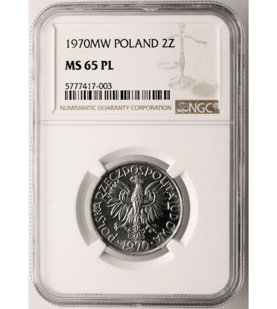 Polska. 2 złote 1970, jagody - NGC MS 65 PL (Proooflike)