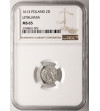Poland / Lithuania, Zygmunt III Waza 1587-1632. Dwudenar (2 Denars) 1613, Vilnius mint - NGC MS 65 (Top Pop!!!)