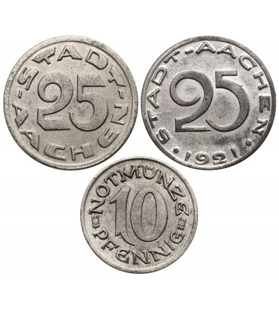Niemcy, Nadrenia, Aachen. Notgeld 10, 25, 25 fenigów 1920/1921 - 3 sztuki