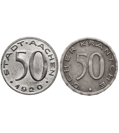 Niemcy, Nadrenia, Aachen. Notgeld 50 fenigów 1920 - 2 sztuki