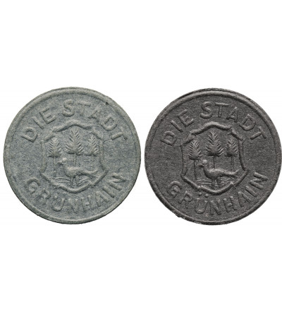 Germany, Saxony, Grünhain. Notgeld 10 Pfennig 1916 - 2 pieces light blue and black cardboard