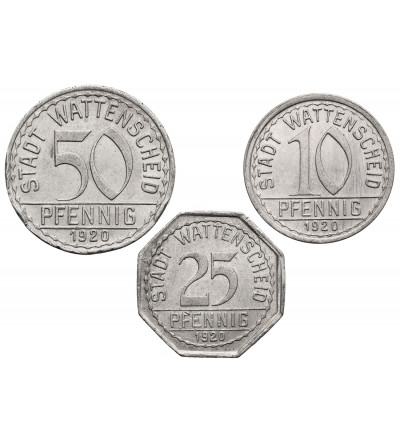 Niemcy, Wattenscheid. Notgeld 10, 25, 50 fenigów 1920 - 3 sztuki