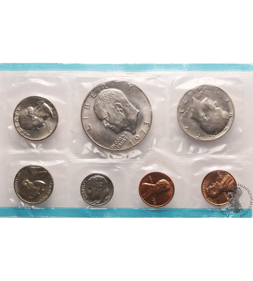 USA. Mint Coin Set 1973, Philadelphia + 1 Cent San Francisco - 7 pcs