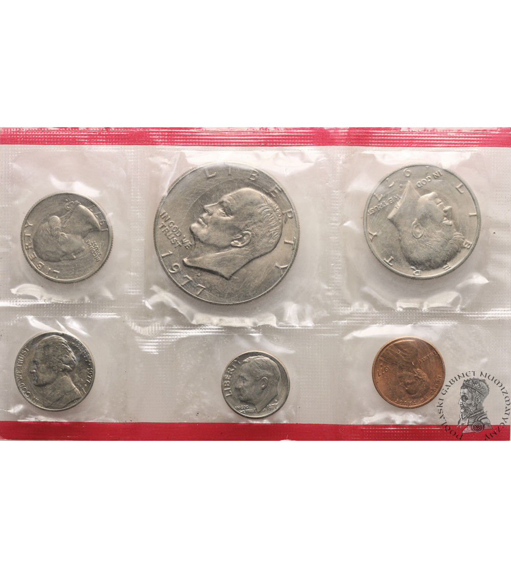 USA. Zestaw menniczy monet 1977 D, Denver - 6 sztuk