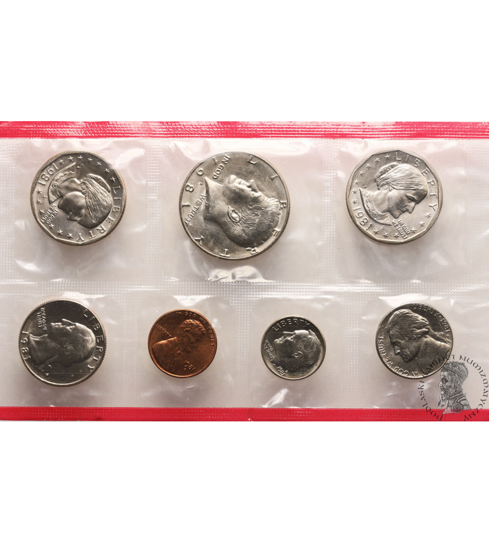 USA. Zestaw menniczy monet 1981 D, Denver - 6 sztuk