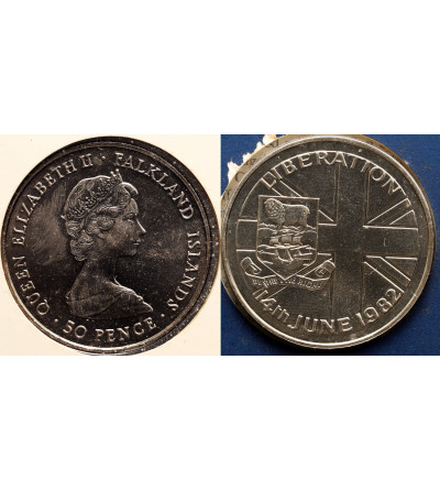 Falklands Islands. 50 Pence (Crown) 1982, Liberation from Argentina Forces