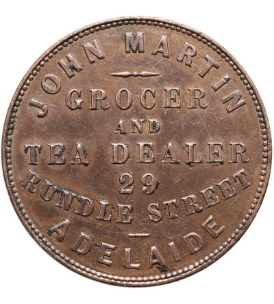 Australia. Token 1 Penny bez daty (XIX wiek), Martin John (Grocer and Tea Dealer, 29 Rundle Street), Adelaide, South Australia