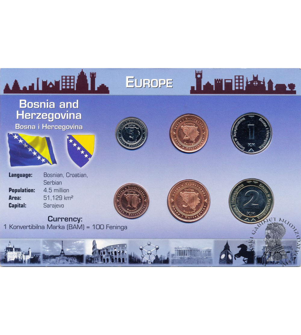 Bośnia i Hercegowina. Zestaw monet obiegowych 1998 - 2005 - 6 sztuk
