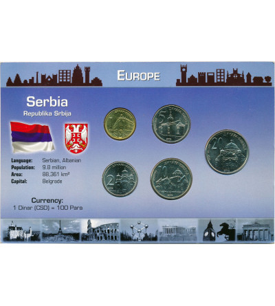 Serbia. Zestaw monet obiegowych 2003 - 5 sztuk, Seria Europa