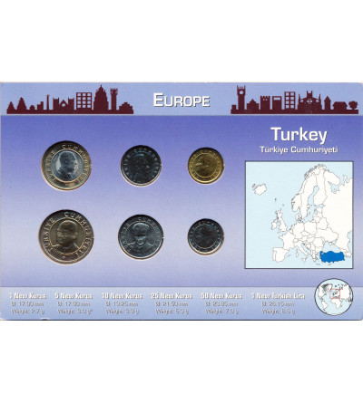 Turkey. Set of circulation coins 2005 - 2007 - 6 pcs, Europe series