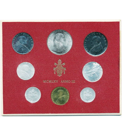 Watykan. Rocznikowy zestaw monet, 1965, AN III, Paweł VI 1963-1978, 8 sztuk