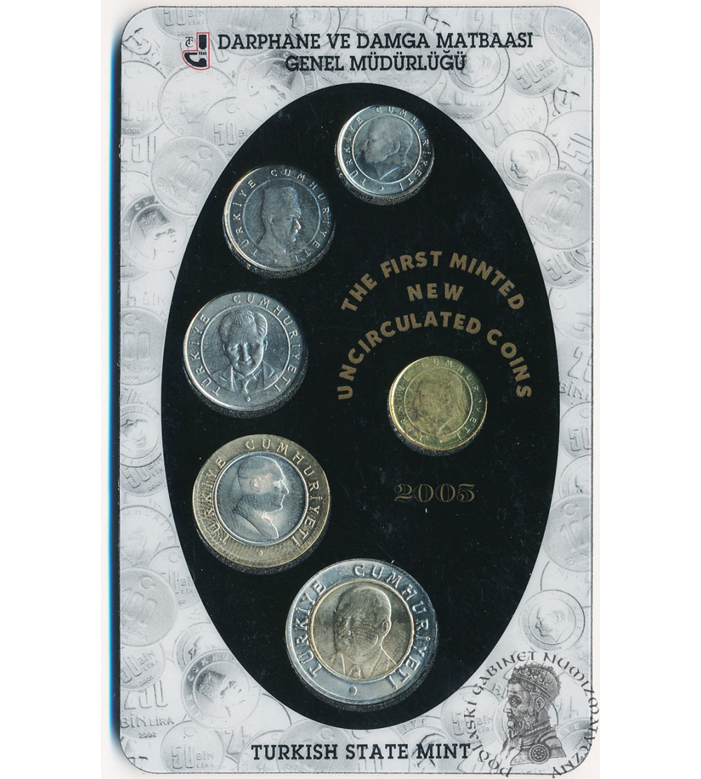 Turcja. Zestaw pierwszych wybitych monet nieobiegowych 2005 - 6 sztuk