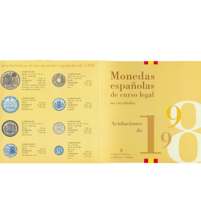 Hiszpania. Oficjalny, menniczy zestaw monet obiegowych 1998 - 8 sztuk