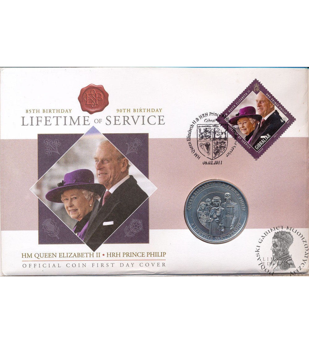 Wyspy Cooka. Oficjalna pamiątkowa moneta, 1 dolar 2011, JKM Królowa Elżbieta II, JKM Książę Filip