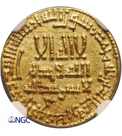 Abbasydzi, Al-Mansur, 754-775 AD. Złoty Dinar, AH 157 / 773-774 AD - NGC MS 61