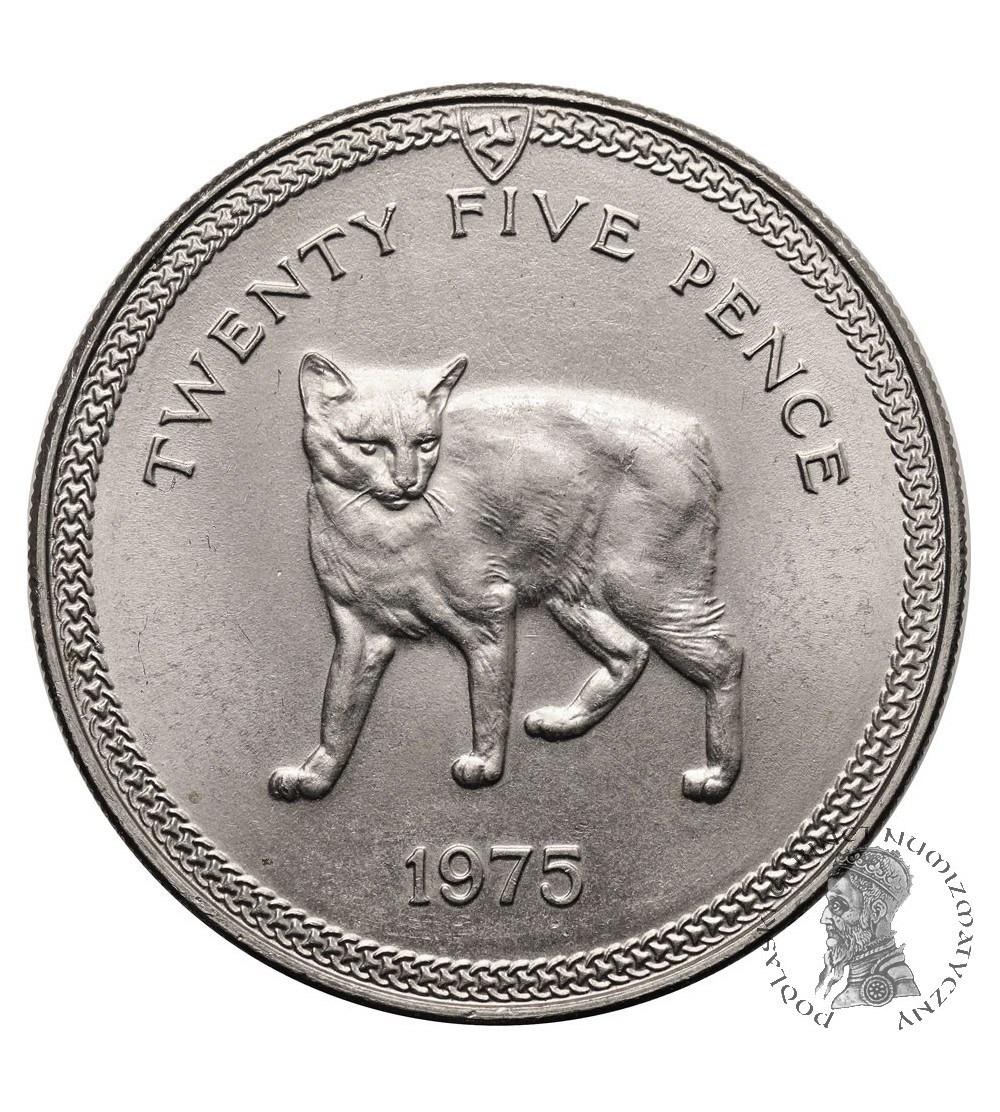 Isle of Man. 25 Pence (Crown) 1975, Manx cat