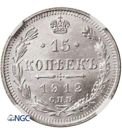 Rosja, Mikołaj II 1894-1917. 15 kopiejek 1912 СПБ-ЭБ, St. Petersburg - NGC MS 65