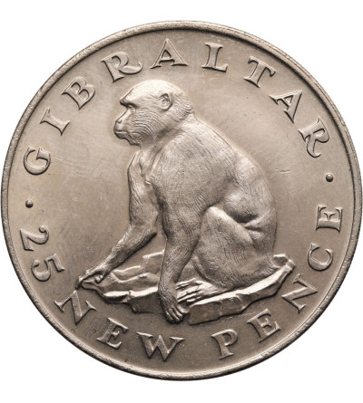 Gibraltar. 25 New Pence (Crown) 1971, Barbary ape