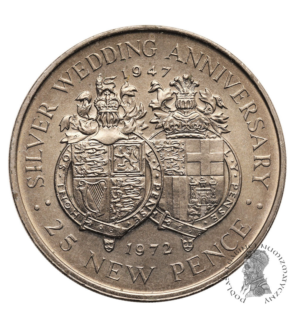 Gibraltar. 25 nowych pensów 1972, 25 rocznica ślubu Elżbiety II i Filipa
