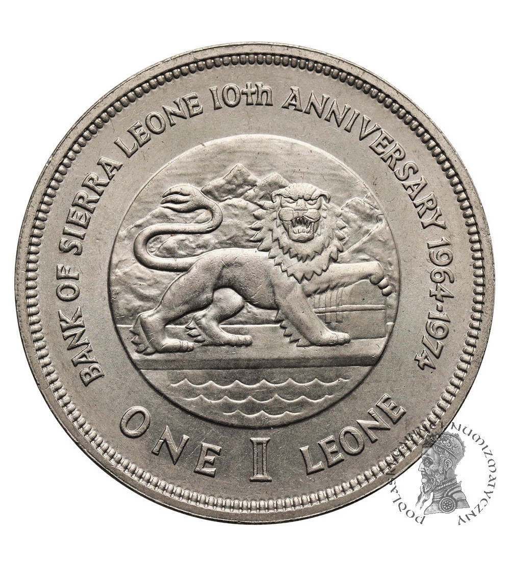 Sierra Leone. 1 Leone 1974, 10th Anniversary of Bank