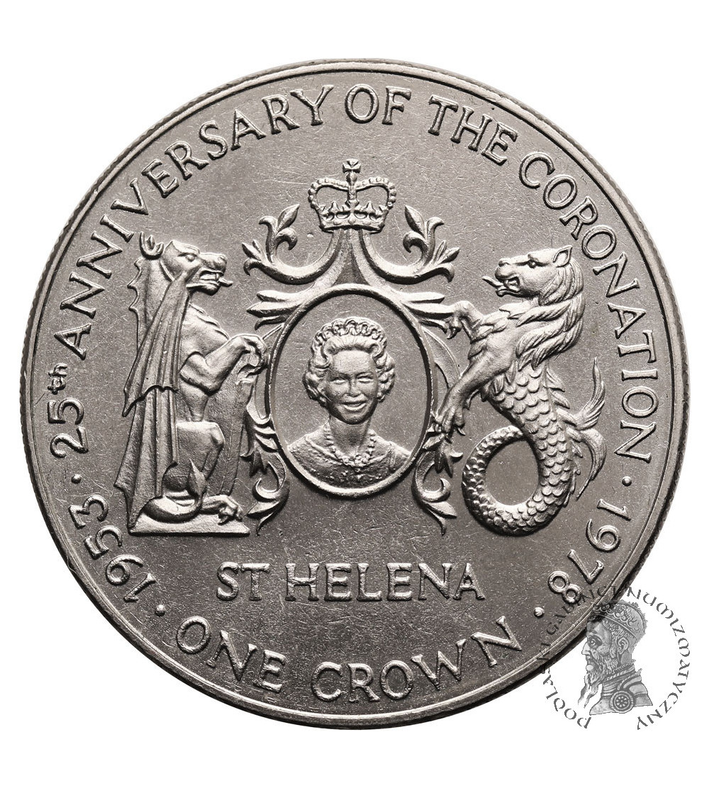 Saint Helena Island. 25 Pence (Crown) 1977, 25th Anniversary of Coronation Elizabeth II