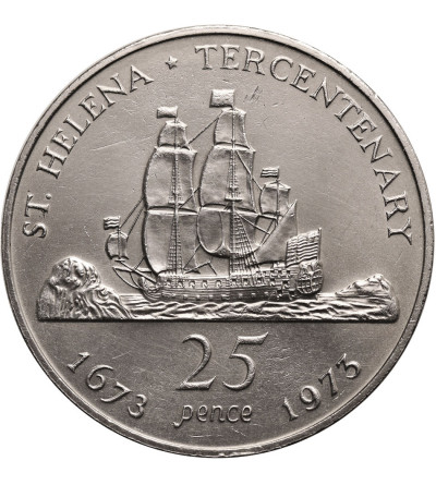 Saint Helena Island. 25 Pence (Crown) 1973, St. Helena Tercentenary